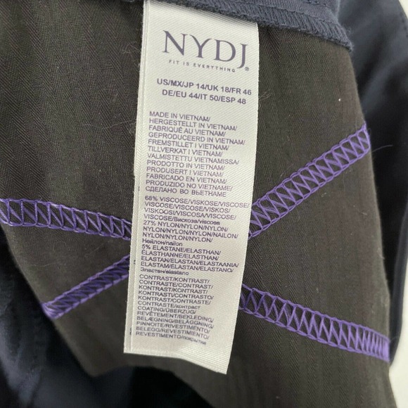 NYDJ Pull-On Faux Leather Stripe Knit Pants Navy - Picture 7 of 8